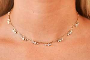 Collier pendentif en or massif 14 carats avec diamant rond serti clos, fermoir mousqueton, 16 pouces, pour superposition, usage quotidien, bijoux raffinés - Product Image 5