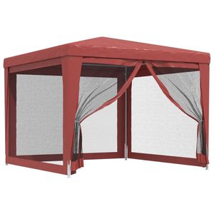 <b>Red</b> 9.8'x9.8' HDPE Wedding & Party <b>Tent</b> with 4 Mesh Sidewalls - Product Image 2