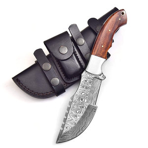 Couteaux à lame fixe personnalisables en acier Damas inoxydable avec manche en bois, garantie 3 ans, support OEM, haute qualité, meilleur choix - Product Image 1