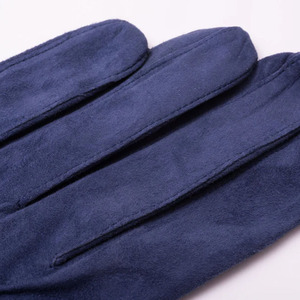 Guantes de piel de oveja azules para mujer, suaves, con dedos completos, forro cálido para invierno, clásicos, elegantes, con botón a presión en la muñeca, para fiestas al aire libre - Product Image 3
