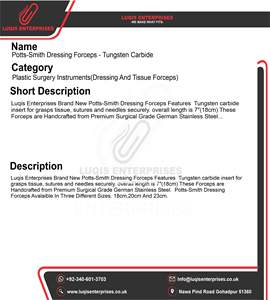 Pinzas de Precisión Potts Smith, Instrumento Quirúrgico de Carburo de Tungsteno, Pinzas Médicas de Acero Inoxidable - Product Image 5