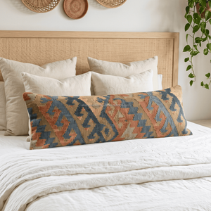 Lumbar Green Kilim Pillow Cover 100% Cotton Handcrafted Design Kilim Cushion Cover Jacquard Fabric for Chair <b>Sofa</b> <b>Bed</b> Living Are - Product Image 5