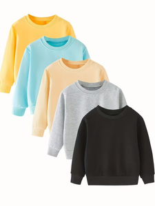 Sweat à capuche décontracté pour enfants, col rond, manches classiques, en tricot uni, respirant, en polyester/coton écologique, à faible MOQ et prix abordable - Product Image 1