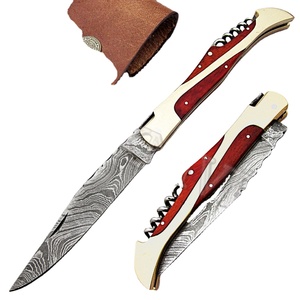 Cuchillo Plegable Multifuncional de Acero de Damasco Hecho a Mano Laguiole (SMF16) - Disponible OEM, Garantía de 3 Años - Product Image 1