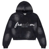 Sweat à capuche oversize personnalisé brodé, style gothique Y2K streetwear, vintage, noir délavé, épais, 100% coton, pull-over