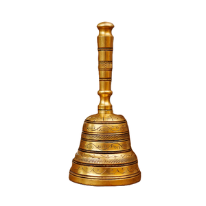 Antique Nautical Vintage Brass Hand Bell Golden Polished Metal Brass Bell For Puja Use At Wholesale Price - Product Image 1