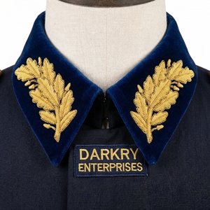 Premium Custom Handmade Gold Bullion Embroidery Blue <b>Stand</b> Collar Bespoke Manufacturing Service - Product Image 4