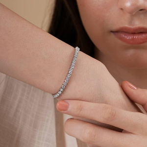 Lab Grown Diamond Tennis Bracelet White Gold Round Cut Classic Elegant Luxury Fine Jewelry For Women <b>Men</b> Unisex Gift - Product Image 5