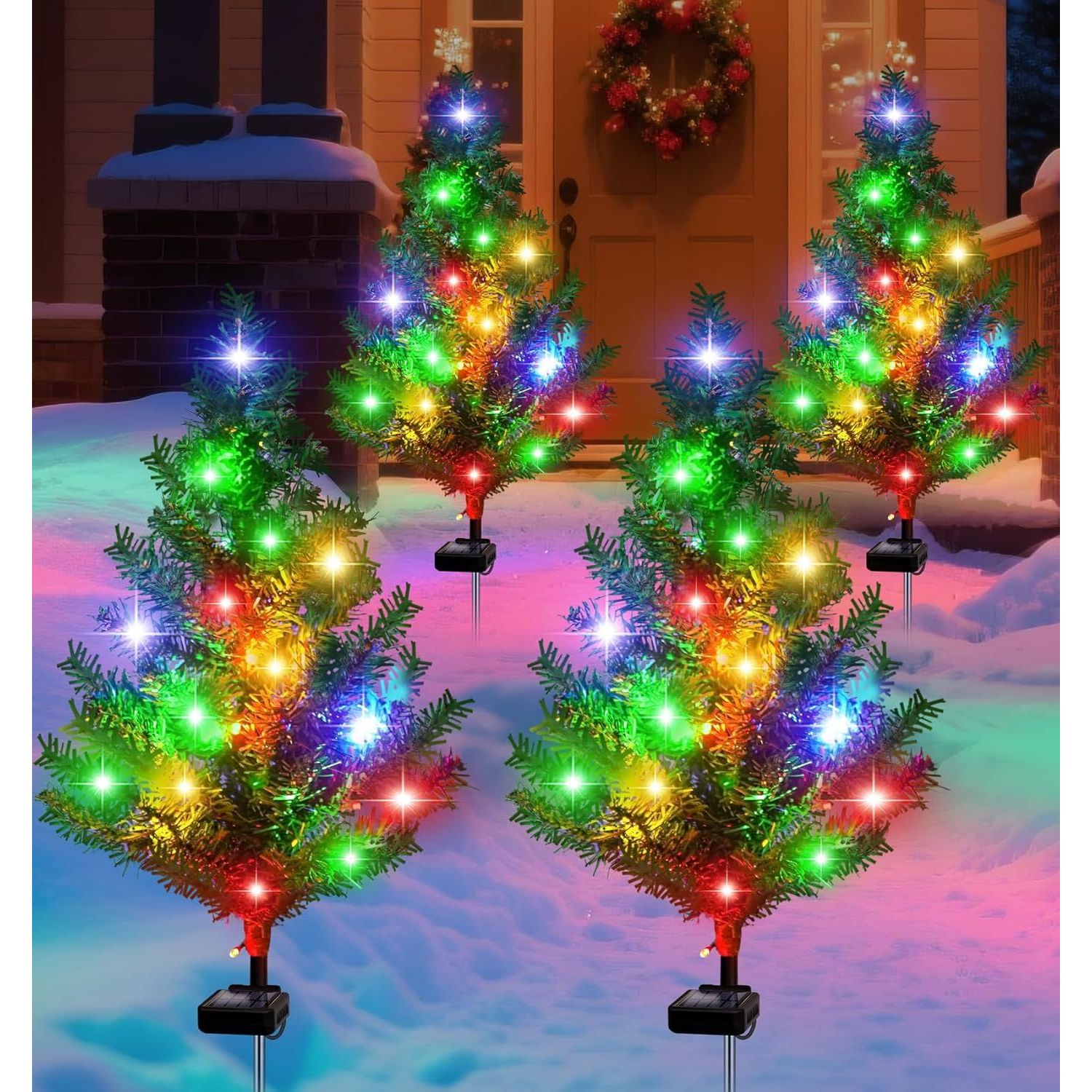 4pcs Christmas trees Color
