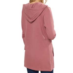 Sweat-shirt à capuche long zippé personnalisé pour femme en molleton de coton, coupe oversize, fournisseur OEM, vente en gros, usine en vrac - Product Image 4