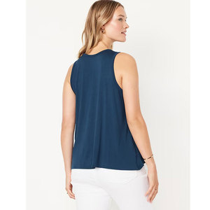 <b>Women's</b> <b>Navy</b> Blue Sleeveless <b>Tank</b> <b>Top</b> Crew Neck Knitted Casual Wear Breathable Solid Color Regular Length <b>Women</b> <b>Tank</b> <b>Top</b> - Product Image 6