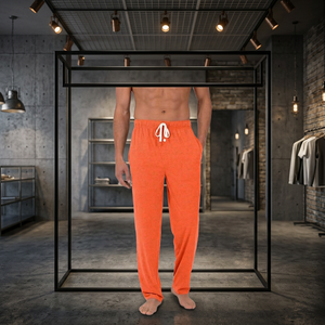 Pantalon de survêtement en coton orange pour homme, taille élastique avec cordon de serrage, pantalon décontracté avec poches latérales, léger, idéal pour l'été - Product Image 6