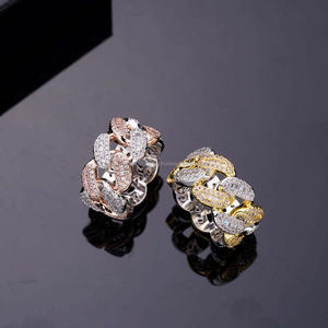 925 Sterling <b>Silver</b> Moissanite Diamond Interlocking Link <b>Ring</b> <b>Chunky</b> Statement Jewelry For Wholesale Fashion Buyers - Product Image 1