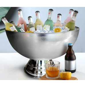 Enfriador de Vino Redondo de Acero Inoxidable Pulido con Diseño Floral Clásico Personalizado, Capacidad de 5L, para Regalos y Artículos de Mesa - Product Image 4