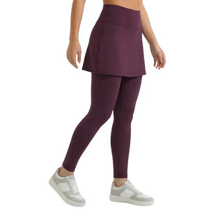 เลกกิ้งกระโปรงทรงสุภาพสำหรับผู้หญิง เอวสูง ผ้าเนื้อยืดเรียบ เหมาะสำหรับโยคะ ฟิตเนส กีฬา และสวมใส่สบายในชีวิตประจำวัน - Product Image 1