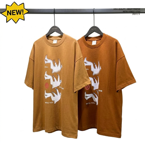Nouveaux T-shirts longs pour hommes, design respirant, épaules tombantes, avec impression sérigraphique, 100% coton jersey 300GSM - Product Image 6