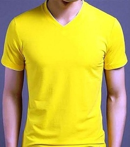Training Top Manufacturer <b>Yellow</b> Athletic V Neck Shirt Bulk Supplier Poly Cotton - Product Image 2