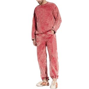 Chándal de lavado ácido informal para hombre 100% algodón transpirable diseño personalizado tu propio invierno 2026 - Product Image 1