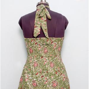 Robe d'été en coton imprimée à la main, robe à fleurs, imprimé floral fait main, robe longue maxi pour femme, idéale pour les fêtes - Product Image 6