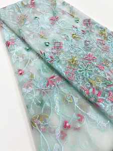 Wholesale Bridal <b>Net</b> <b>Fabric</b> Supplier India Soft Tulle Mesh Embroidery Lace <b>Fabric</b> for Wedding Party and Fashion Garments - Product Image 1