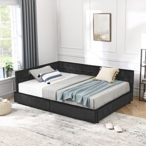 Struttura letto matrimoniale trapuntata con schienale e braccioli confortevoli, letto divano imbottito per camera da letto - Product Image 5