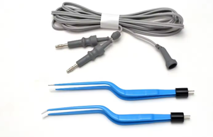 Pinzas bipolares de bayoneta de acero inoxidable, manuales, de 7.75 pulgadas, activadas con el pie, instrumentos quirúrgicos amarillos de Ariston en venta - Product Image 6