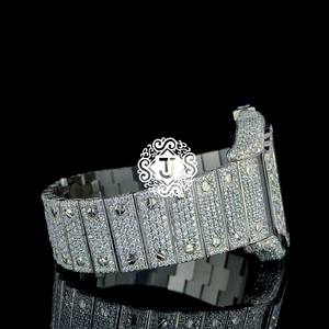 Montre-bracelet de luxe haut de gamme en acier inoxydable entièrement sertie de diamants, mouvement mécanique ETA, idéale pour mariages et tenues décontractées, directement de l'usine. - Product Image 3
