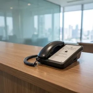 Teléfono de Escritorio para Hotel, de Plástico Negro, con Tarjeta de Instrucciones - Product Image 2