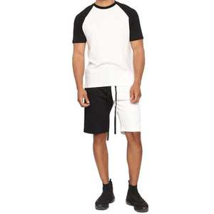 Ensemble décontracté pour homme de haute qualité, couleur unie, 2 pièces, t-shirt à manches courtes et short, imprimé tissé personnalisé, mode été - Product Image 1