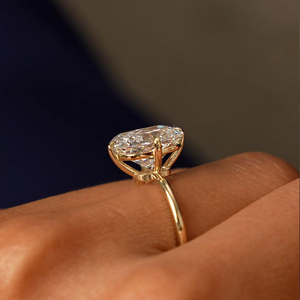 Bague solitaire en or 14 carats avec diamant de laboratoire taille coussin, monture de fiançailles, bijoux classiques pour femme - Product Image 3