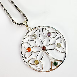 Unisex 7.9 Grams Chakra Multi Gemstone Silver <b>Pendant</b> 925 Sterling Silver Unique Jewelry JAIPUR SILVER - Product Image 2
