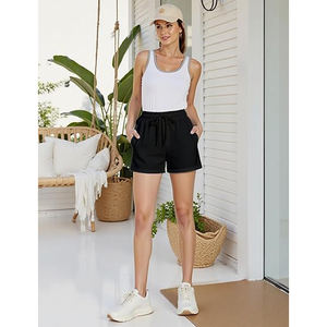 Shorts en molleton pour femme à taille mi-haute avec cordon de serrage, doux, confortables, décontractés, coupe régulière, écologiques, 220g, chauds pour l'hiver - Product Image 5