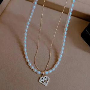 Collar de Perlas de Agua Dulce Micro Flawless de 9-10 mm, con Cierre de Plata S925, Cadena de Plata Pura, Diamante - Product Image 3