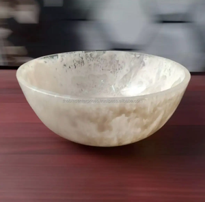 Bol élégant en résine noire et blanche avec effet marbre pour table à manger haut de gamme et décoration intérieure de luxe - Product Image 5