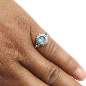Natural Rainbow Moonstone Gemstone Ring Made From Solid 925 Sterling <b>Silver</b> <b>Crown</b> Chakra Engagement Ring In Bohemian Style - Product Image 4