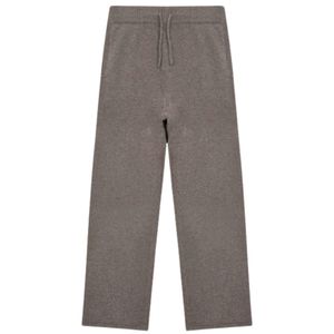 Pantalon en tricot bouclé marron décontracté à taille élastique, texture douce, coupe décontractée, bas de pyjama confortable, style unisexe - Product Image 1