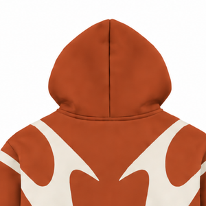 Rust <b>Orange</b> Contrast Panel Zip Up Hoodie Men Streetwear Full Zipper Long Sleeve Casual <b>Fleece</b> Hooded Sweatshirt With Pockets - Product Image 4