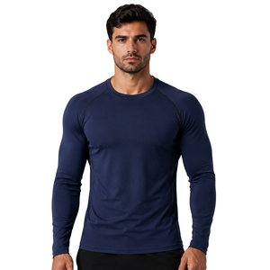 Chemise à manches longues en polyester à séchage rapide pour hommes, bleu marine, pour adultes - Product Image 1