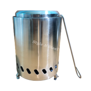 STAINLESS STEEL/HR GREY Fire Pit Stainless Steel Heat Resistant Paint Freestanding Design Coal/Wood Burning Outdoor Heater - Product Image 6