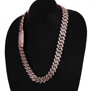 Wholesale 14KT Rose Gold Iced Out Cuban Chain for Men High Quality Hip Hop Style Lab Grown Diamond Fashion Jewelry - Product Image 4