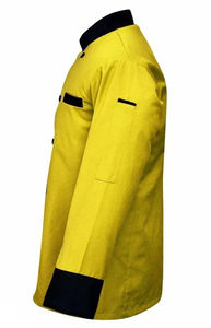 Veste de chef noire personnalisée avec bordure jaune, manches longues, uniforme de cuisine, veste de chef professionnelle pour restaurant, hôtel, boulangerie, restauration - Product Image 2
