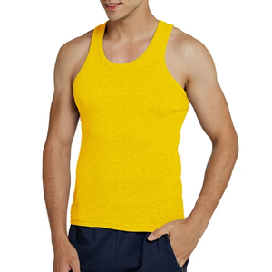 <b>Men's</b> <b>Red</b> Solid Knitted Tank <b>Top</b> O-Neck Sleeveless Casual Wear - Product Image 2
