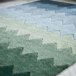 Tapis moderne à motif chevron dégradé, rectangulaire, tufté, antidérapant, pour salon, tapis décoratif pour le sol, motif vert bleu gris - Product Image 2