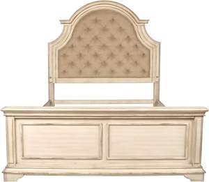 Anastasia Nouveau lit King classique en bois massif au design traditionnel en blanc antique Lits élégants en bois de collection - Product Image 4