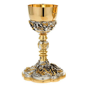 Calice en métal finition or brillant, verre à vin, calice en laiton, fabrication indienne, coupe religieuse en métal, gobelet à vin en métal - Product Image 2