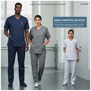 Ensemble de blouses médicales haut de gamme pour hommes et femmes, haut à col en V et pantalon cargo, coupe moderne, haut de blouse avec poches, pantalon à taille élastique - Product Image 5