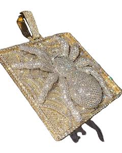 Pendentif araignée 3D bicolore, cluster personnalisé de moissanite, plaqué or jaune argenté, minimaliste, hip hop, unisexe, fête, pas cher - Product Image 1