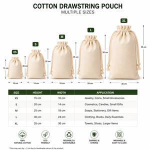 Custom Cotton Fabric Washable <b>Drawstring</b> Pouch Reusable Eco Friendly Promotional Gift Jewelry Storage Dust Bag - Product Image 3