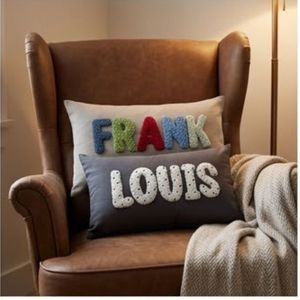 Custom Tufted Throw <b>Pillow</b> Covers With 3D Embroidery Name Design Solid Color Rectangle Modern Style Washable <b>Decorative</b> <b>Pillows</b> - Product Image 3