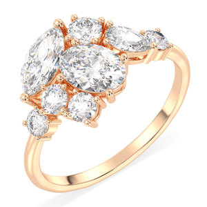 Anillo de Moissanita con Múltiples Piedras de 2.01 Quilates en Oro Rosa de 14K, Precio al por Mayor REYES, Joyería de Lujo para Regalo de Aniversario de Bodas para Mujer - Product Image 1